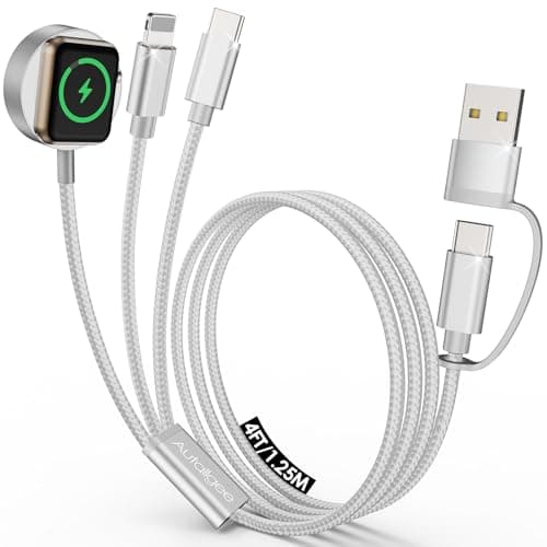 Travel Essentials for Apple Watch Charger 3 in 2 Multi Charger Cord-White
