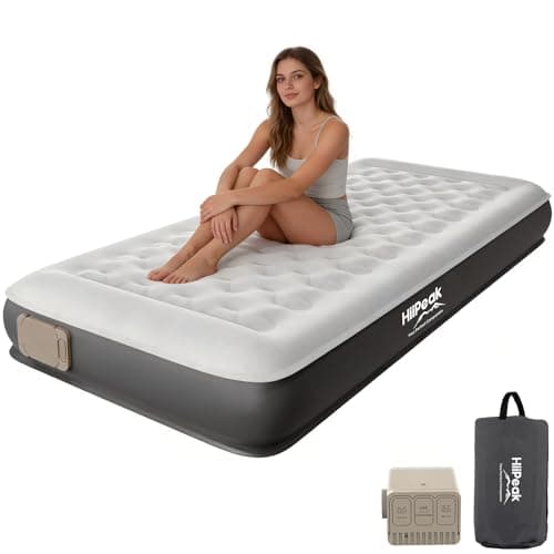 HiiPeak Single Inflatable Bed, 22cm Camping Air Mattress with Wireless Removable Built-in Pump, Blow Up Bed, Self Inflating Guest Bed All Night Stability, No Bad Smell for Tent Camping, Home, Guests