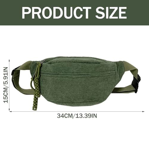 AYNKH Fanny Pack Ladies Corduroy, Shoulder Bag Ladies, Stylish & Practical Chest Bag, for Outdoor Sports Travelling Running School (Green) — view 2