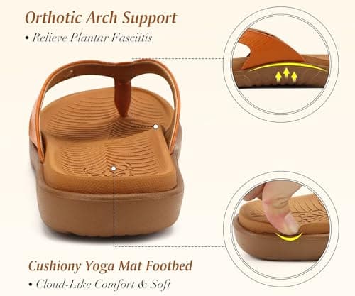 KuaiLu Womens Arch Support Flip Flops Yoga Mat Cushioned Orthopedic Sandals — view 4