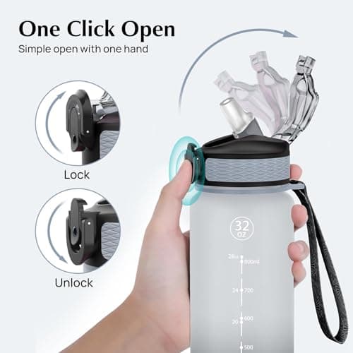 NAVTUE 1L Sports Water Bottle with Straw, BPA-Free Tritan Leakproof for Gym — view 4