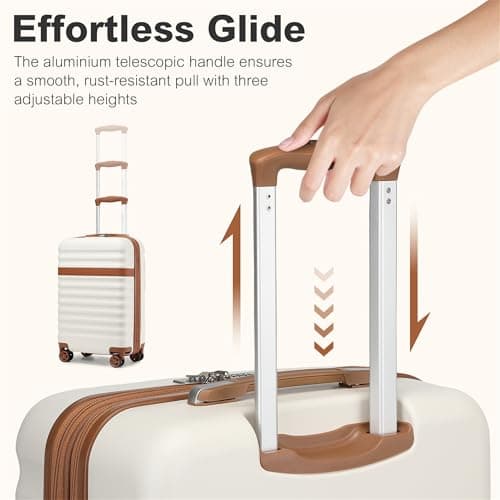 Kono 28 Inch Hard Shell Suitcase Large Expandable Luggage (Cream/Brown) — view 4