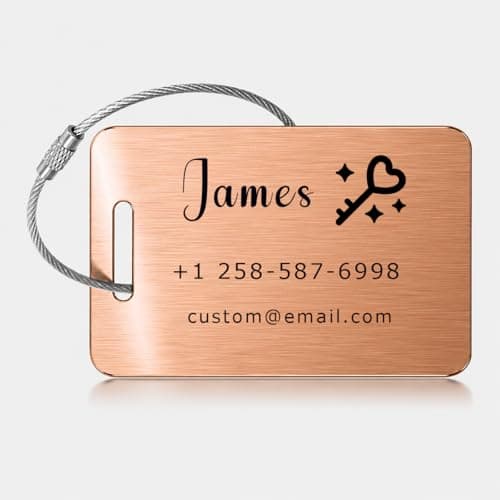 Custom Metal Luggage Tags - Personalized Unique Suitcase & Backpack Bag Handbag Travel, Durable, Waterproof & Heavy Duty, Stainless Steel 3 Color, B — view 4
