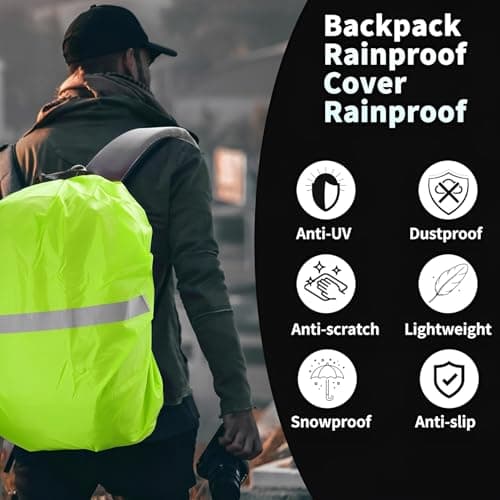 JITIFAZH Backpack Waterproof Cover with Reflective Strap (8-70L), 2 Adjustable Anti Slip Cross Buckle Strap for Outdoor, Hiking, Camping, Traveling, Cycling(Green, XL for 56-70L backpack) — view 6