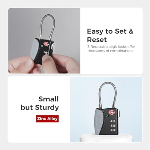 pack all TSA Approved Luggage Lock, Combination Travel Lock，1 Pack（Grey） — view 4