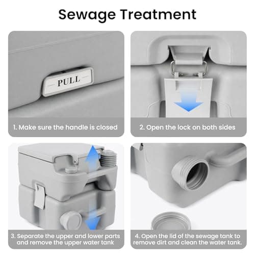 SUNNYNEST Portable Camping Toilet 20L with Flush – Heavy Duty Adult Portable Toilet, Removable Waste Tank & Carry Handle, Leak-Proof Portable Porta Potty for Camping, RV, Hiking, Travel & Caravan — view 4