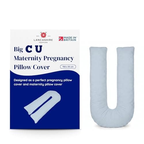 Lancashire Textiles Pregnancy Pillow Case 150x35cm, U Shaped Sky Blue Cover