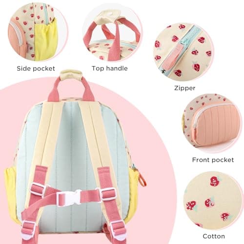 GAGAKU Toddler Backpack for Girls - Kids Backpacks Mini Children Backpack 2-4 years Cartoon Breathable Comfortable Preschool Kindergarten Elementary Rucksack Travel Bag - Pink Strawberry — view 3