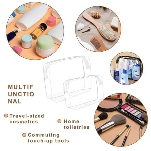 2 Pcs Clear Toiletry Bag, White Clear Wash Bags for Toiletries, PVC Waterproof Transparent Makeup Bags for Travel, Portable Transparent Cosmetic Bag for Men Women Luggage (Medium,Large) — view 4