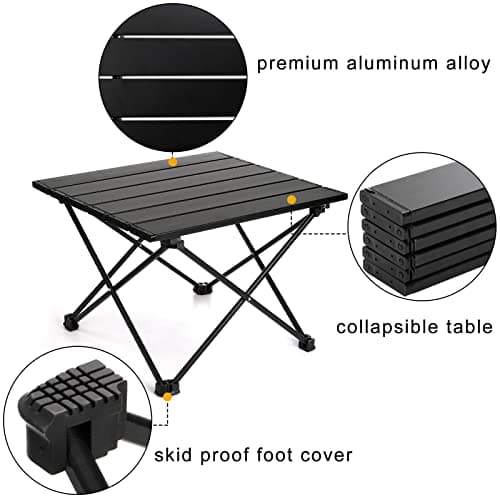 SOUJOY Camping Side Table, Portable Folding Beach Table, Small Aluminum Picnic Backpacking Table for Outdoor Cooking, BBQ, Hiking, Boat, Travel, 15.5" L x 13.4" W x 12.6" H — view 4