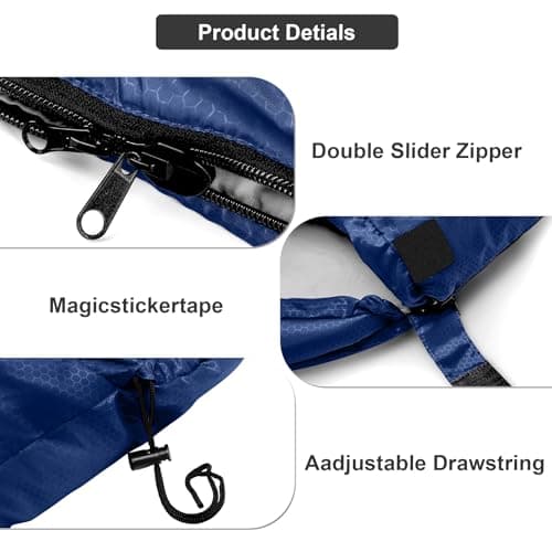 Tesmien Sleeping Bag for Adults & Kids 3-4 Season Warm Weather and Winter Lightweight, Waterproof for Teens, Men's Indoor & Outdoor Camping/Traveling/Hiking, Navy Blue — view 4