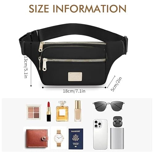 Mayoii Crossbody Fanny Pack for Men Women, Waist Hip Bum Bag with Adjustable Strap for Outdoor Traveling Casual Running Hiking Cycling (Black) — view 2