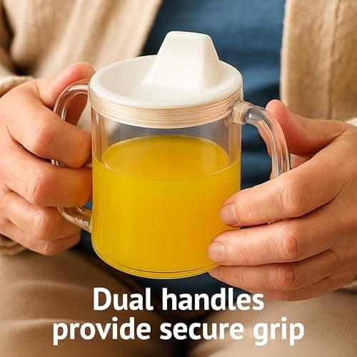 Homecraft Caring Travel Mug, Two Handle Easy Grip, Spill Resistant with Spout Opening for Children, Elderly and Disabled Users, Small Spout — view 3