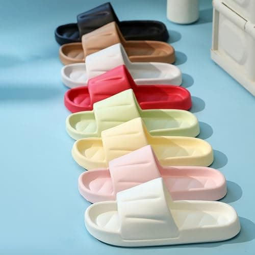 DFSDJEUW shower shoes Unisex Slip On Slippers for Women Men Cloud Sliders Summer Non-Slip Light Weight Flat Slide Sandals Shower Sandal House travel slippers women foldable Brown 7 — view 5