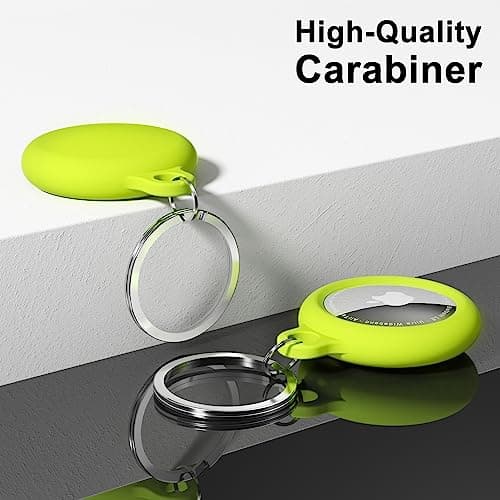 oakxco for Airtag Keychain Silicone Neon Green, Airtag Holder with Key Ring, Air Tag Cover Cute Accessories for Kids, Luggage, Car Dog Collar, Car, Compatible with Apple Airtag Case Waterproof, Lime — view 5