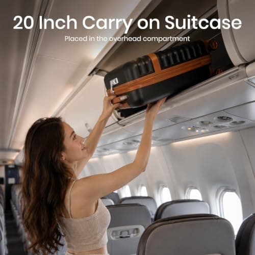 Kono 55x40x20cm Cabin Suitcase 20 Inch Carry On Luggage (Black/Brown) — view 2