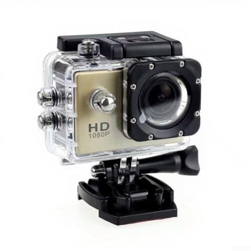 Wusvive 4K Action Camera with WiFi for ultra HD, 30m Waterproof Sports Cam, 170° Wide-Angle Lens, 30fps for Cycling, Travel, Vlogging(Gold)