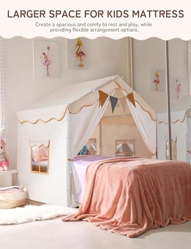 besrey 2-in-1 Kids Tent Indoor, Kids Play Tent, Tent for Kids-Beige — view 3