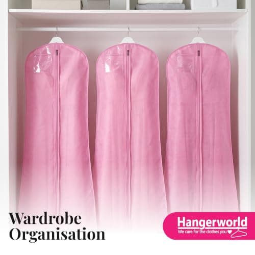 Hangerworld Breathable Dress Cover for Evening Dresses 183 cm Pink Garment Bag Wedding Dress — view 4