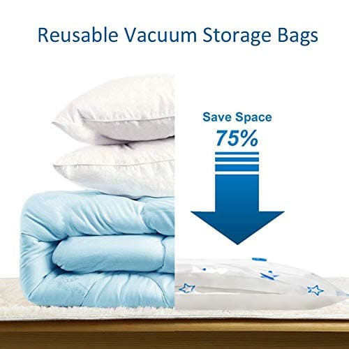 UOUNE Vacuum Storage Bags, 4 Large (80 x 60 cm) Reusable Space Saver Bags Vacuum Compression Zipper Storage Bags with Airtight Valve and Hand Pump,Work with Vacuum Cleaner — view 3