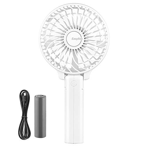 EasyAcc Handheld Fan Portable USB Fan180° Foldable Up 10 Hours 3 Speeds Powered Personal Mini Electric Fan Rechargeable Battery Folding Adjustable Fan Home Travel Outdoor - White — view 4