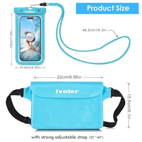 ivoler Waterproof Pouch Bag + Phone Case, Light Blue — view 2