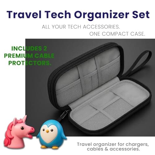 Electronic Organiser Travel Case with Cable Protectors, Compact Tech Pouch for Cables, Chargers & Small Gadgets — view 5