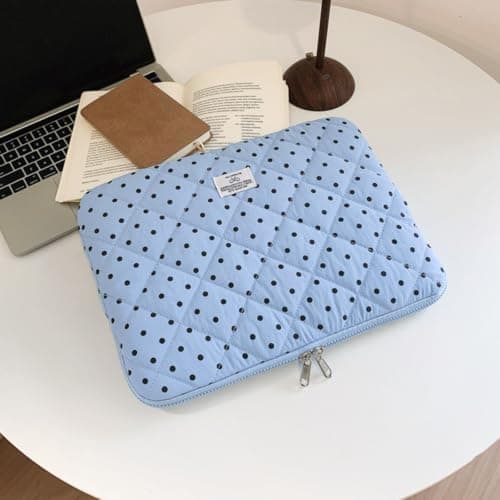 Puffy Laptop Sleeve 13 Inch Cute Polka Dot Laptop Case Soft Quilted Computer Sleeve Protective Cover for MacBook, iPad, Notebook, Chromebook — view 5