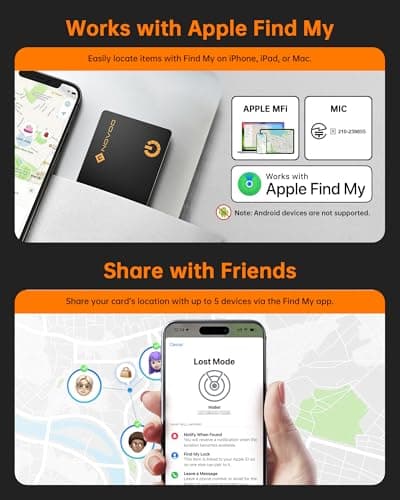 NOVOO Slim SmartCard Wallet Tracker, Air Locator Tag - 1.6mm Thin, 6-Year Battery, IP68 Waterproof, Apple Find My Compatible (iOS Only), Bluetooth GPS Item Finder (1-Pack) — view 6