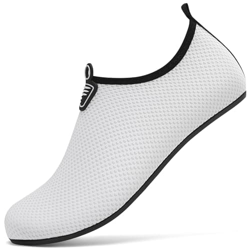 Water Shoes for Women Men Beach Quick-Dry Swim Aqua Socks Breathable Barefoot Shoes for Surfing Running Driving Pool Yoga Travel(White,39 EU/6 UK)