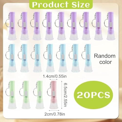 20 Pack Mini Torches Small LED Keyring Torch Flashlight - Random Colors — view 2