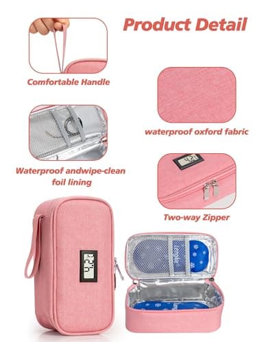 Leng Ke Breastmilk Cooler Bag - Breast Milk Cooler Travel Bag with Temperature Display, Insulated Breastmilk Cooler Bag for Travel, Breastmilk Storage Bag for Daycare Travel Nursing Mom (Pink) — view 5