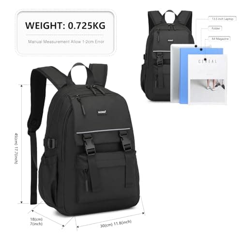 Kono Backpack Men, Backpack Portable Travel Backpack Waterproof with Adjustable Buckle and Multiple Pockets for Travel Weekender Sport(Black) — view 2