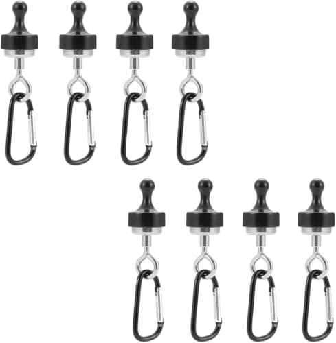 XiXiYang Magnet Camping Hooks,Magnet Hanger D Shape Tent Buckles for Outdoor Tents Swivel Swing,Heavy Duty Magnet Hook with Carabiner (8) — view 2