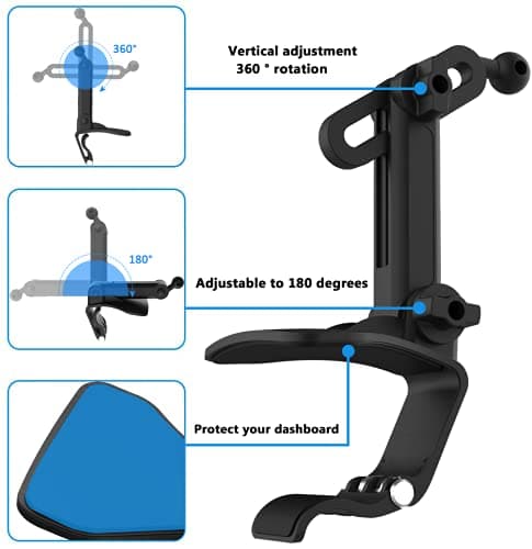 Dashboard Car Phone Clip Mount, Sun Visor & Rearview Mirror Phone Holder — view 5