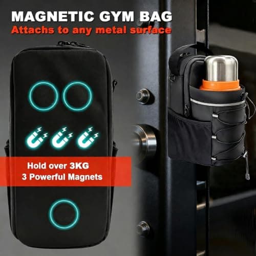 Magnetic Gym Bag,Water Bottle Bag with 3 Strong Magnets, Gym Sling Pack with Phone Pocket, Magnetic Gym Pouch for Running, Cycling, Workout, Travel, Fitness Accessories for Men & Women — view 4