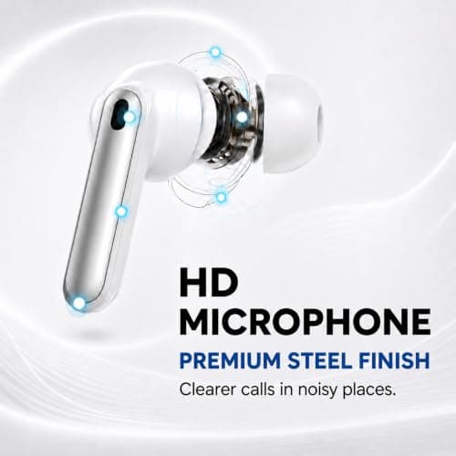 Wireless Earbuds, Bluetooth 5.4 In-Ear Headphones with 13mm Drivers, Hi-Fi Stereo Deep Bass, ENC Noise Cancelling Mic, 40H Playtime, IPX7 Waterproof, USB-C Earphones for iOS Android (Frost White) — view 4