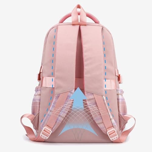 Black Girls Plaid Preppy Backpack Aesthetic Y2k School Rucksack Large Capacity Lightweight Laptop Daypack Cute Travel Backpack with Zip Side Pocket for College Students Casual Anti-Theft Daypack Age11 — view 5