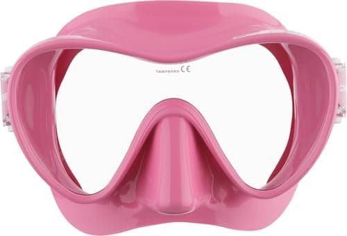 Cressi F1 Frameless Diving Mask - Anti-Fog Tempered Glass Snorkel Mask - Silicone Skirt for Secure Scuba Fit - Adjustable Buckles for Diving & Snorkelling - Pink - One Size — view 3