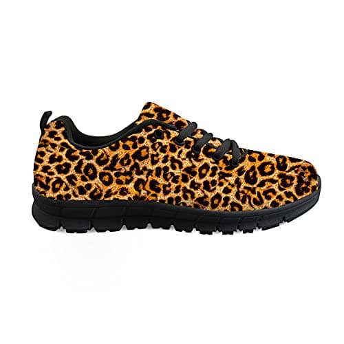 Biyejit Leopard Print Fashion Sneakers Lace-up Lightweight Sport Shoes Casual Running Hiking Shoes for Women Men Couples