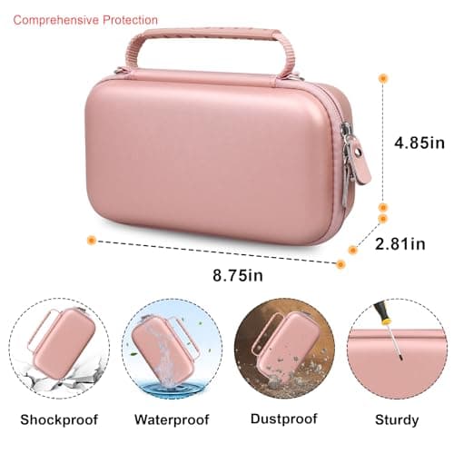 Elonbo Carrying Case for Asthma Inhaler, Ventolin Inhaler for Kids and Adults, Masks Travel Organizer Bag Holder, Pocket Fits Allergy Meds, Rose Gold (Case Only) — view 3