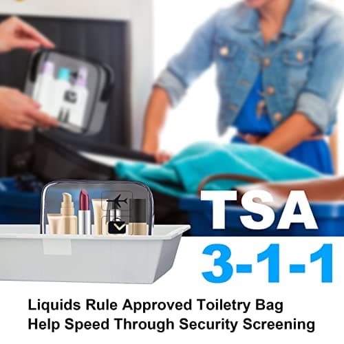 OSDUE Clear Toiletry Bags, 2 Pcs TSA Approved Airport Security Liquids Bags,Waterproof Cosmetic Clear Makeup Bags PVC Wash Bags for Women and Men, Travel Essential — view 4