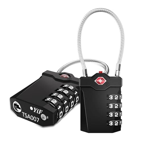 ZHEGE Luggage Locks TSA Approved, Suitcase Padlocks (Black, 2P)