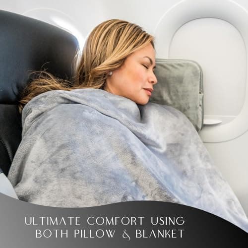 Travellow Travel Pillow and Blanket Set - 4-in-1 Ultimate Travel Kit with Memory Foam Pillow, Travel Blanket, Sleep Mask, and Earplugs-Ultimate Comfort and Coziness for Your Journeys - Grey — view 4