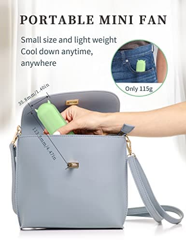 LETSCOL Portable Handheld Fan, Mini Pocket Hand Fan, Foldable Personal Desk Fan with Power Bank, USB Rechargeable Fan for Makeup Home Travel Outdoor (Green) — view 4