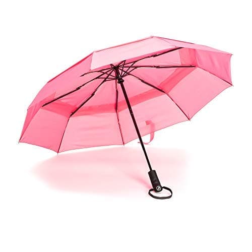 Ergonauts Windproof Vented Double Canopy Travel Umbrella – Teflon Coating, Ergonomic Handle & Protective Sleeve – Portable Compact Foldable Lightweight Design and High Wind Resistance (Pretty Pink) — view 4