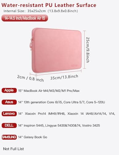 Alfheim 14 Inch Waterproof PU Leather Laptop Sleeve Case — view 2