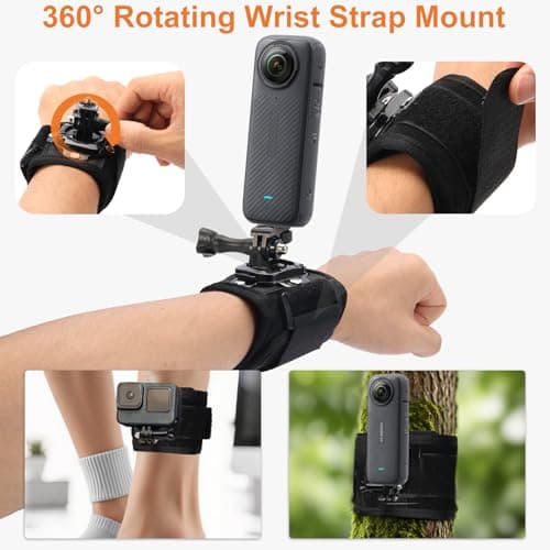 CAMKIX Accessories Kit Head & Backpack Mount Bundle Compatible with GoPro Hero 13/12/11/10/9/8/7/6/5, Insta360 - Head Strap Mount, Backpack Clip, 360° Rotating Wrist Strap, Adapters — view 4