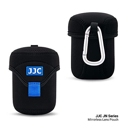 JJC Mirrorless Lens Pouch Bag Protective Case for Canon Fuji Olympus Nikon Sony Lenses, Soft Neoprene Water Resistant Travel Carry Camera Lens Wrap with Carabiner (Interior Size 2.6 x 3.1) — view 3