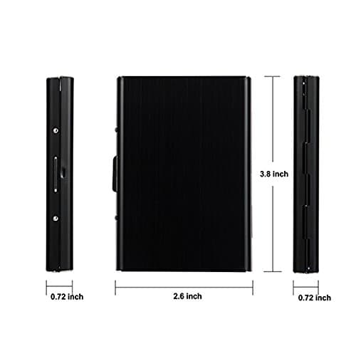 Enyoir Slim RFID Credit Card Protector Wallet, Block Identity Thieves, Stainless Steel Aluminum Metal Holder Case with 6 PVC Slots (Black) — view 6